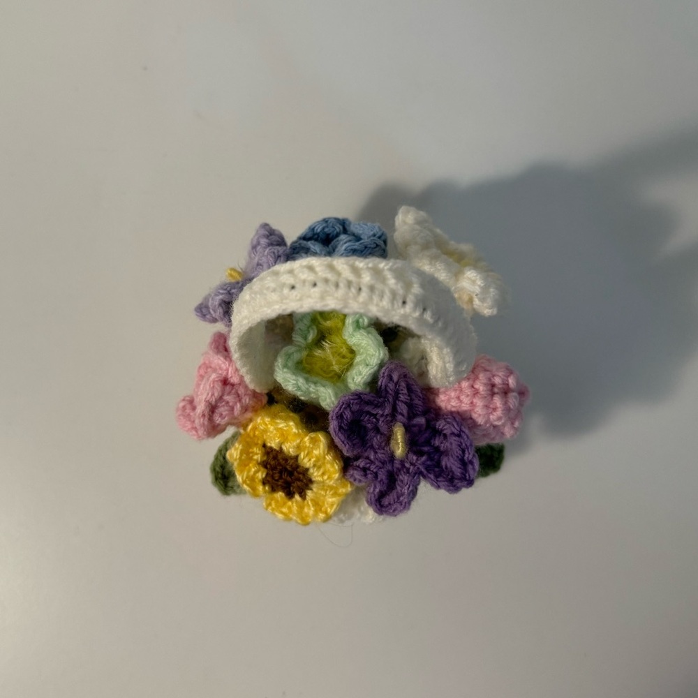 Handmade Crochet Flower Basket/Pot Car Hanging Plant!